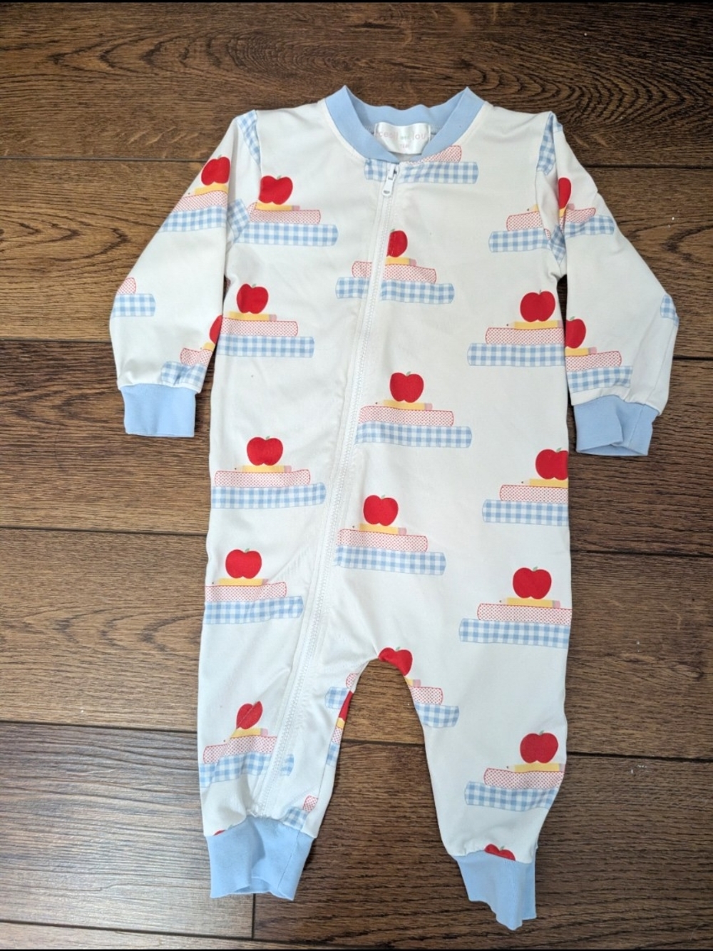 Cecil and Lou 12M Apple Books Zip Sleeper Pajamas Back to School